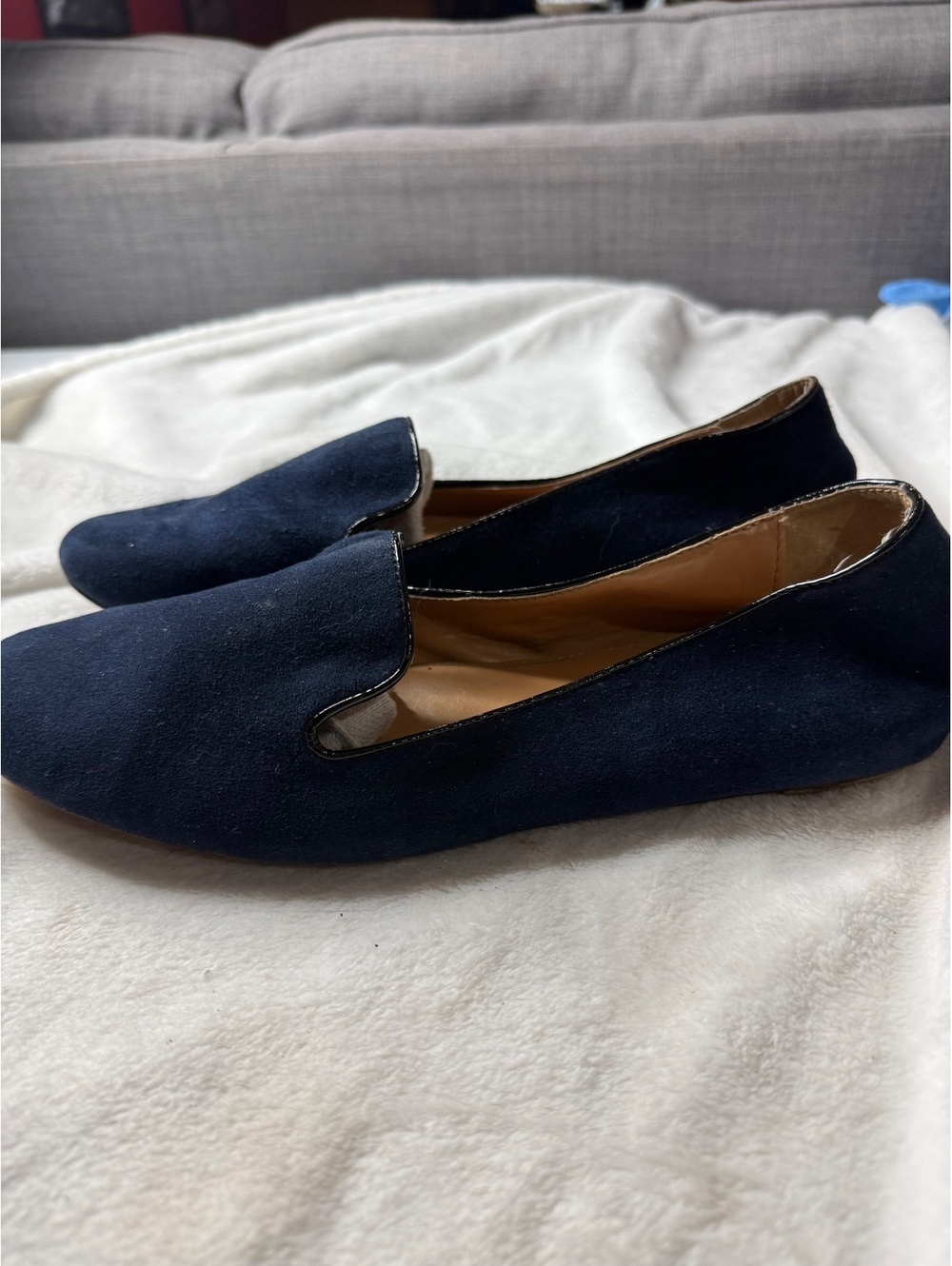 J.Crew Navy Blue Suede Leather Loafers Size 10